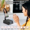 jteman Bluetooth speaker phone stand with alarm clock—featuring deep bass, an LED alarm display, and TF card support; ideal for bedside tables or studies, and a great gift for parents or friends.
