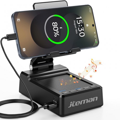 jteman foldable phone stand speaker features high-definition sound quality and a large-capacity power bank function, making it ideal for watching videos on your phone or participating in online meetings. It's also a great gift for friends