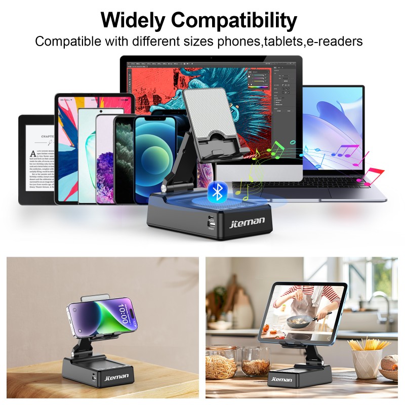 jteman foldable phone stand speaker features high-definition sound quality and a large-capacity power bank function, making it ideal for watching videos on your phone or participating in online meetings. It's also a great gift for friends