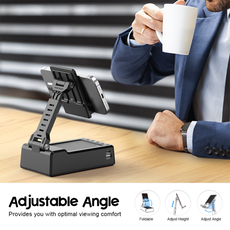 jteman foldable phone stand speaker features high-definition sound quality and a large-capacity power bank function, making it ideal for watching videos on your phone or participating in online meetings. It's also a great gift for friends
