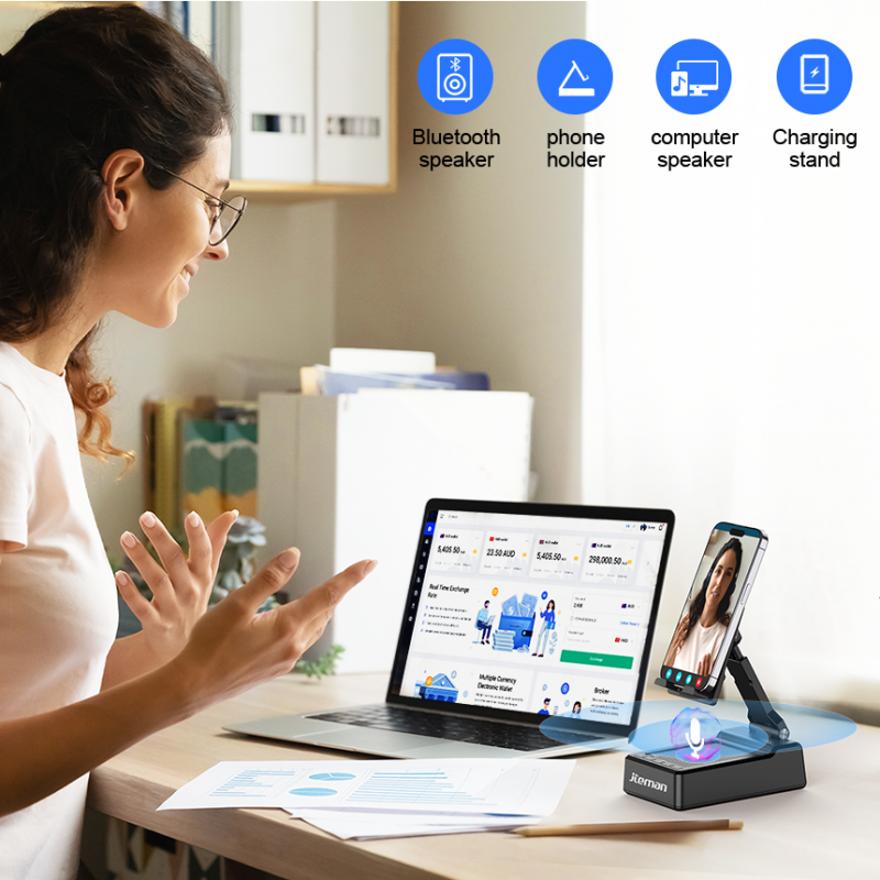 jteman foldable phone stand speaker features high-definition sound quality and a large-capacity power bank function, making it ideal for watching videos on your phone or participating in online meetings. It's also a great gift for friends