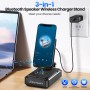 3-in-1 Bluetooth Speaker Wireless Charger Stand, Multi-Function Desktop Phone Holder with Wireless Charging Station for iPhone, Samsung, Home Office Desk