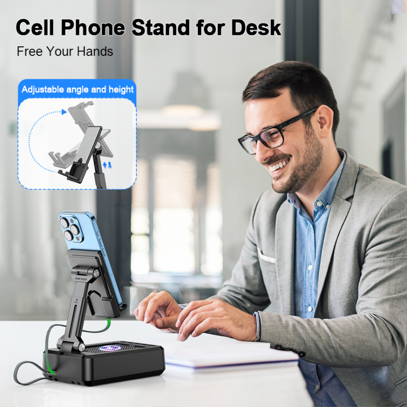 Portable 3-in-1 Bluetooth Speaker Charging Stand, All-in-One Entertainment & Charging Solution for Nightstand, Work Desk and Travel