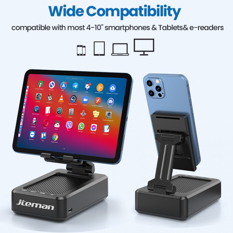 jteman L9 Bluetooth Speaker Phone Stand: Features high-definition stereo surround sound and a foldable, non-slip design. Suitable for home, office, and leisure settings—a great tech gift for friends and family.