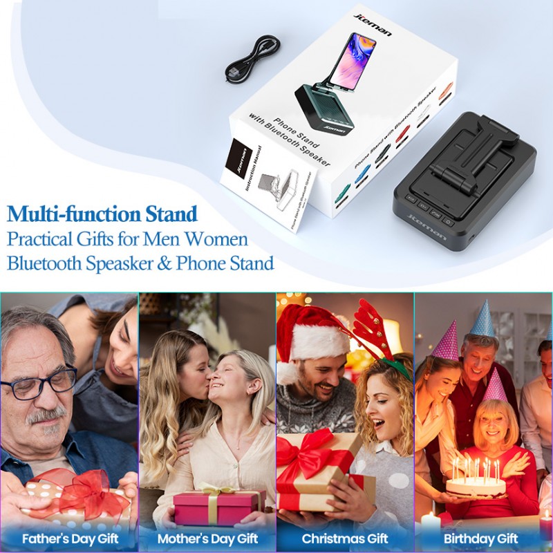 jteman L9 Bluetooth Speaker Phone Stand: Features high-definition stereo surround sound and a foldable, non-slip design. Suitable for home, office, and leisure settings—a great tech gift for friends and family.