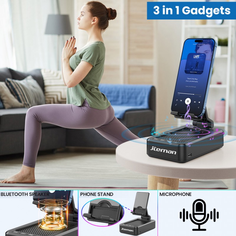 jteman L9 Bluetooth Speaker Phone Stand: Features high-definition stereo surround sound and a foldable, non-slip design. Suitable for home, office, and leisure settings—a great tech gift for friends and family.