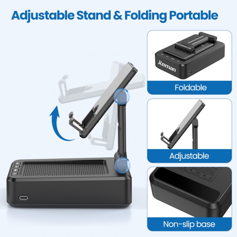 jteman L9 Bluetooth Speaker Phone Stand: Features high-definition stereo surround sound and a foldable, non-slip design. Suitable for home, office, and leisure settings—a great tech gift for friends and family.