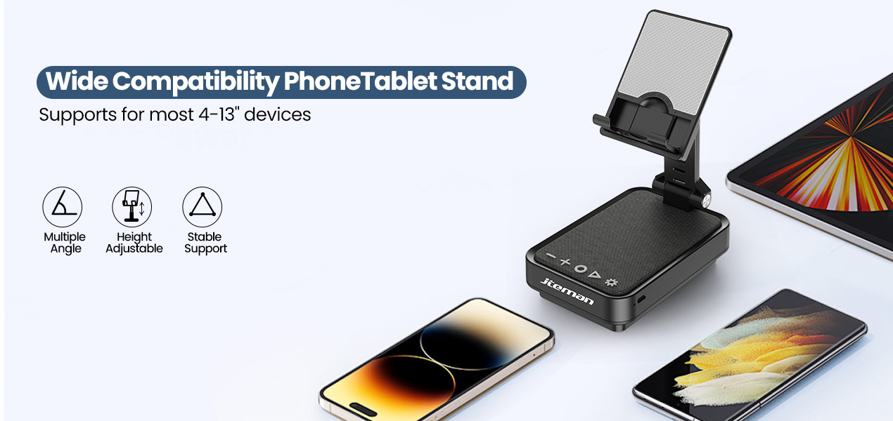 Speaker phone holder is compatible with both mobile phones and tablets