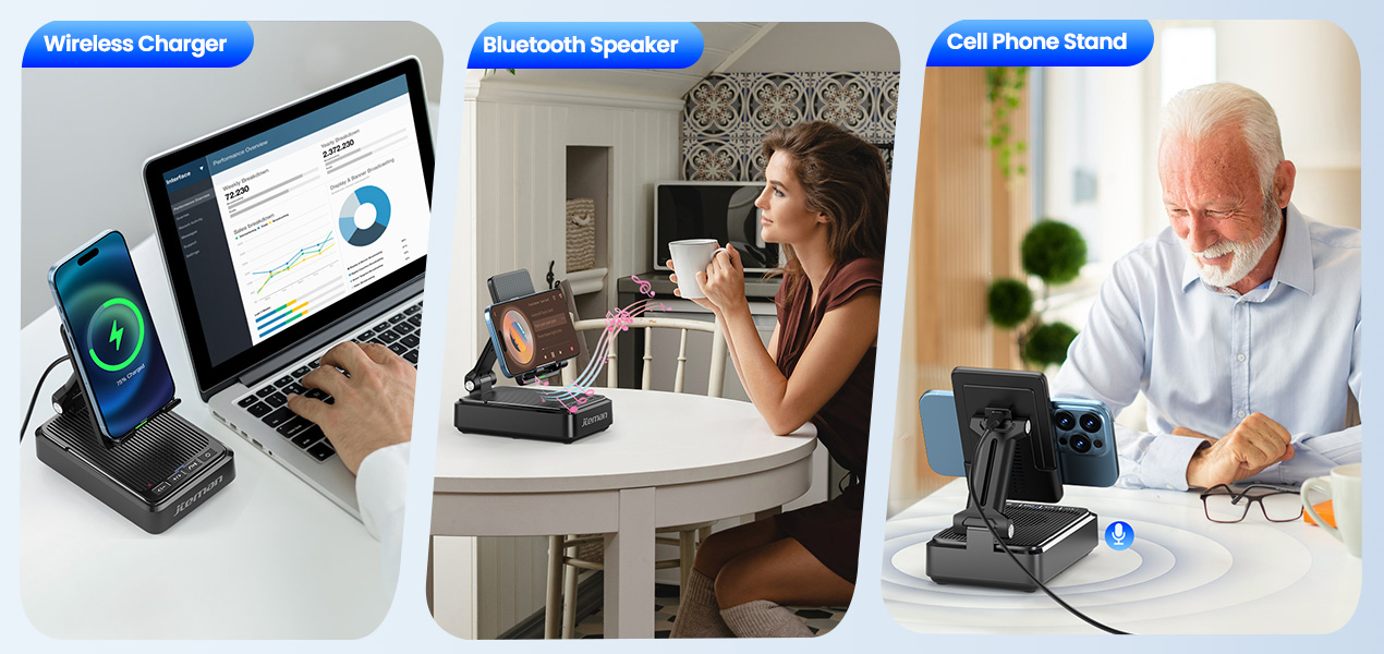 3 in 1 wireless speaker phone stand