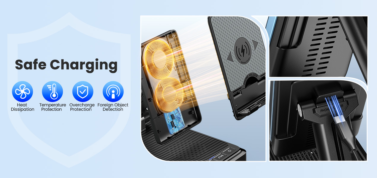 Safety instructions for wireless charging function of speakerphone holder