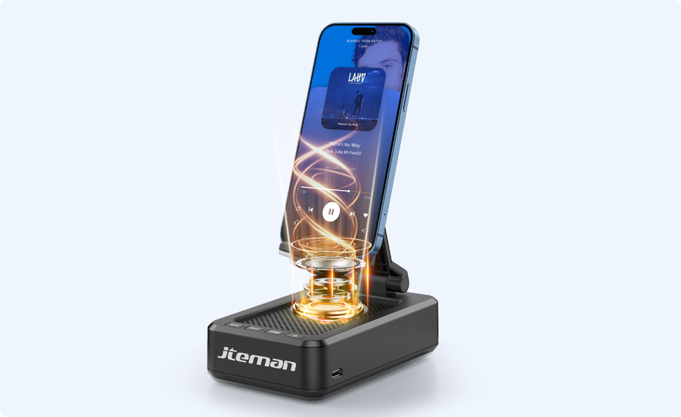 Creative desktop phone stand with loud clear sound speaker